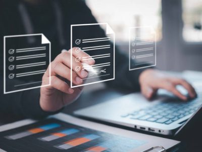 Signing electronic documents on digital documents Online and checklist and clipboard task documentation management,  working laptop checklist questionnaire assessment form, online survey online exam.